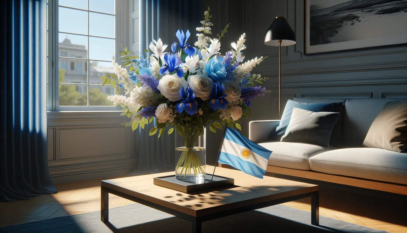 Envoyer des fleurs en Argentine - bouquet de fleurs inspiré par les couleurs du drapeau d'Argentine
