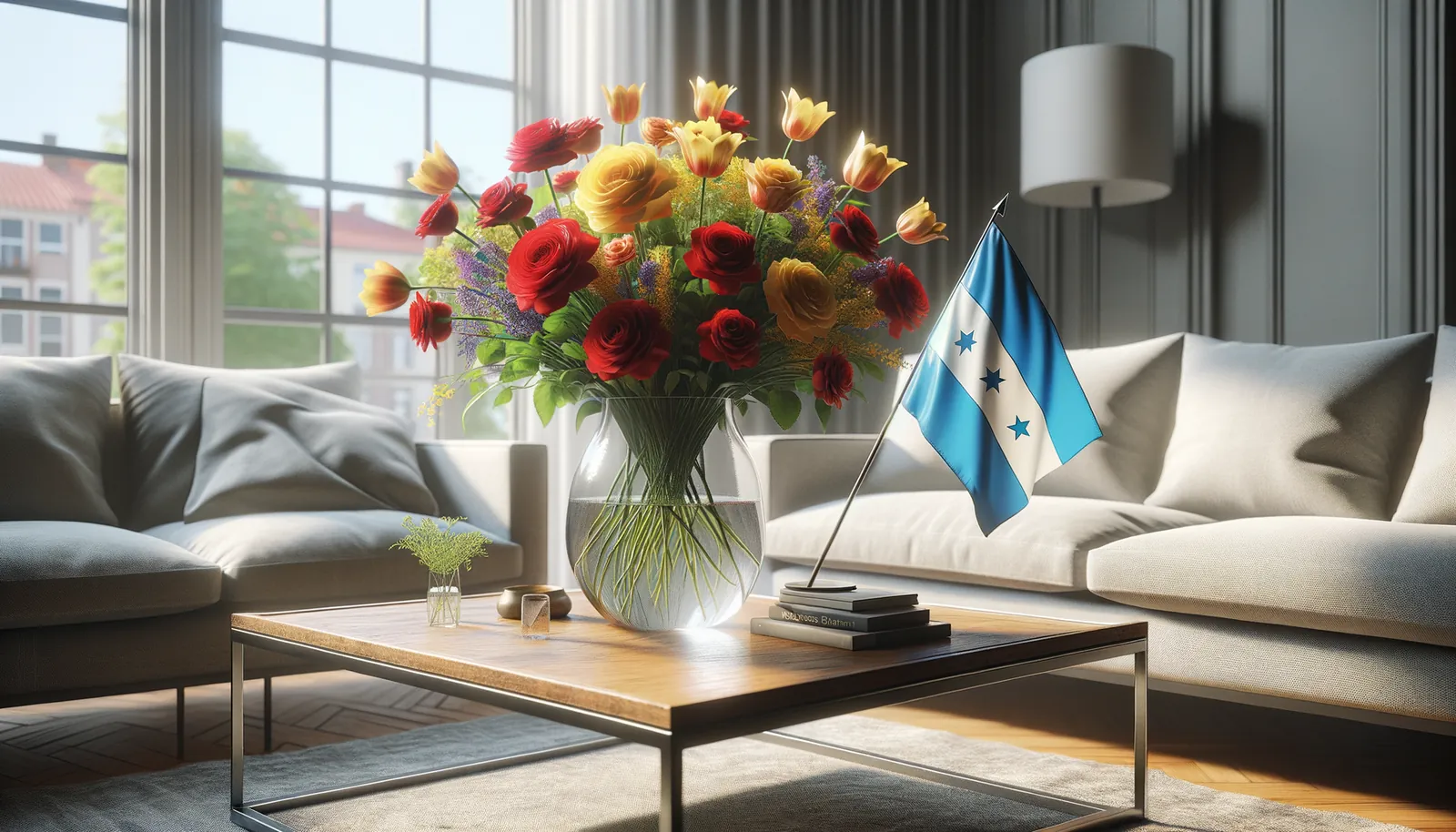 Envoyer des fleurs au Honduras - bouquet de fleurs inspiré par les couleurs du drapeau du Honduras