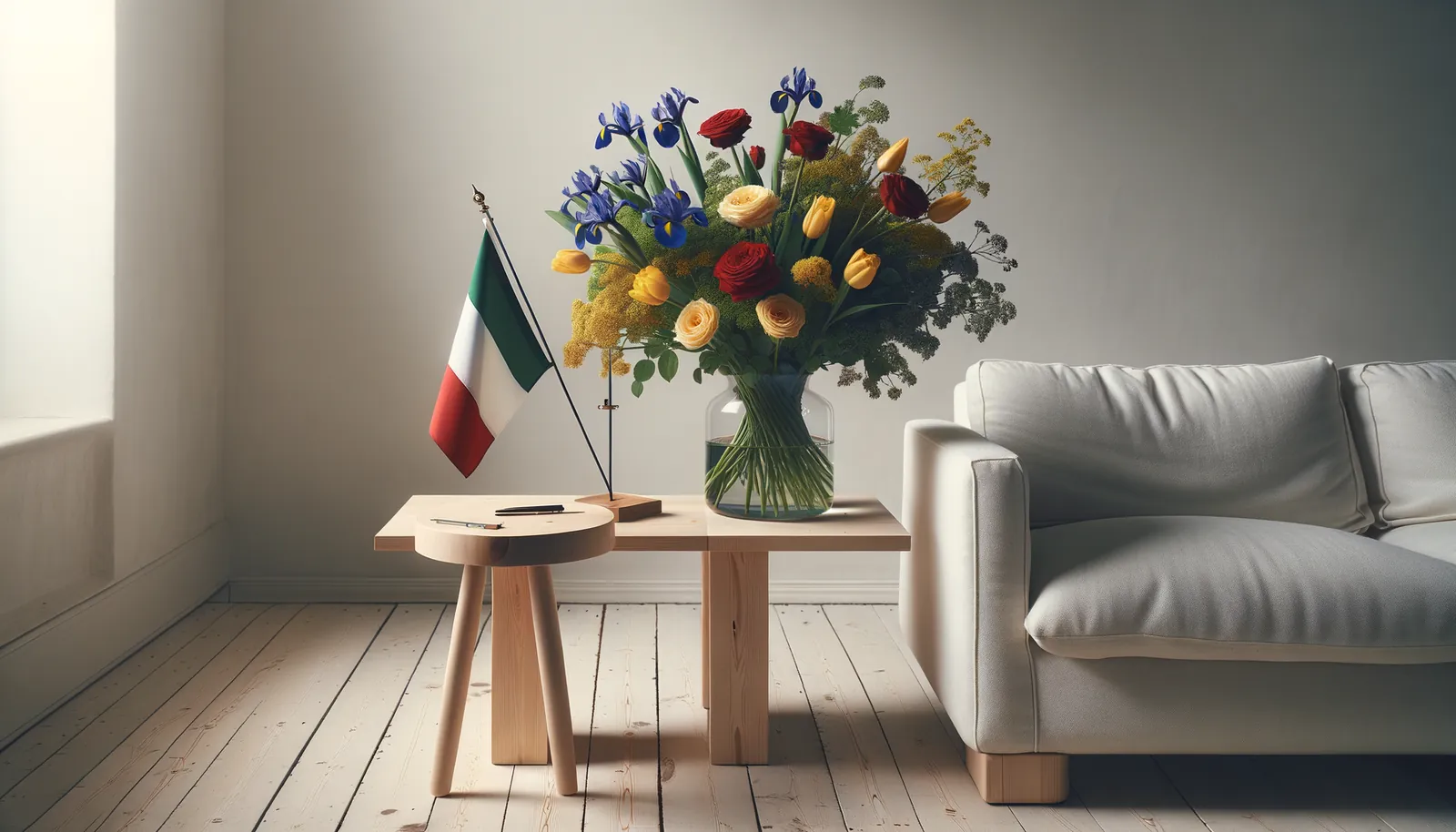 Envoyer des fleurs en Italie - bouquet de fleurs inspiré par les couleurs du drapeau d'Italie