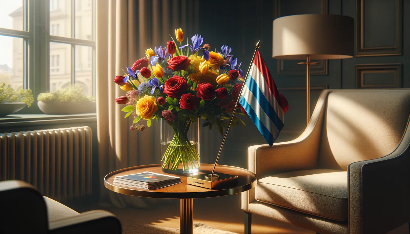 Envoyer des fleurs au Luxembourg - bouquet de fleurs inspiré par les couleurs du drapeau du Luxembourg