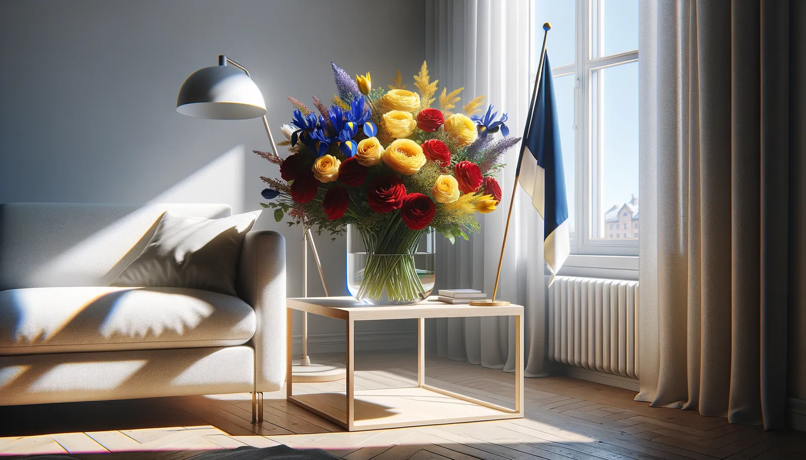 Envoyer des fleurs en Russie - bouquet de fleurs inspiré par les couleurs du drapeau de Russie