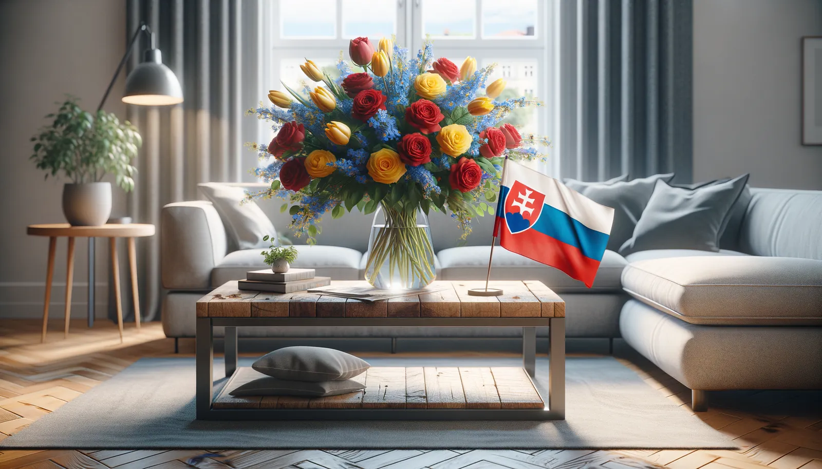 Envoyer des fleurs en Slovaquie - bouquet de fleurs inspiré par les couleurs du drapeau de Slovaquie