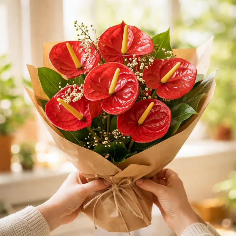 Anthurium (fleur flamant) - rouge - image 3