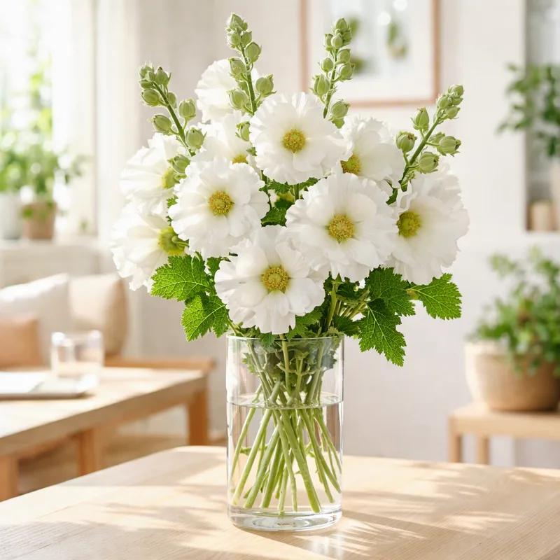 Rose trémière - blanc - image 2