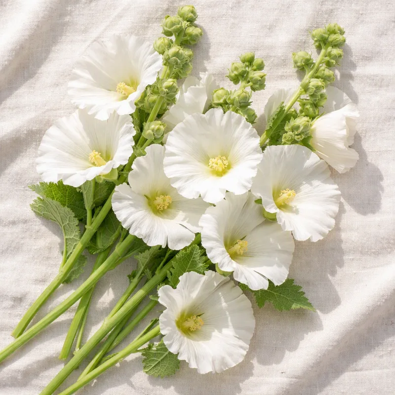 Rose trémière - blanc - image 4